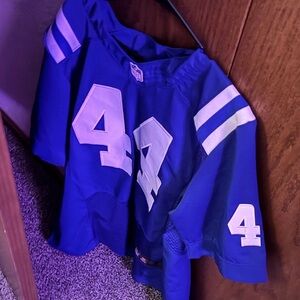 Blue Football Jersey with White Numbers 44